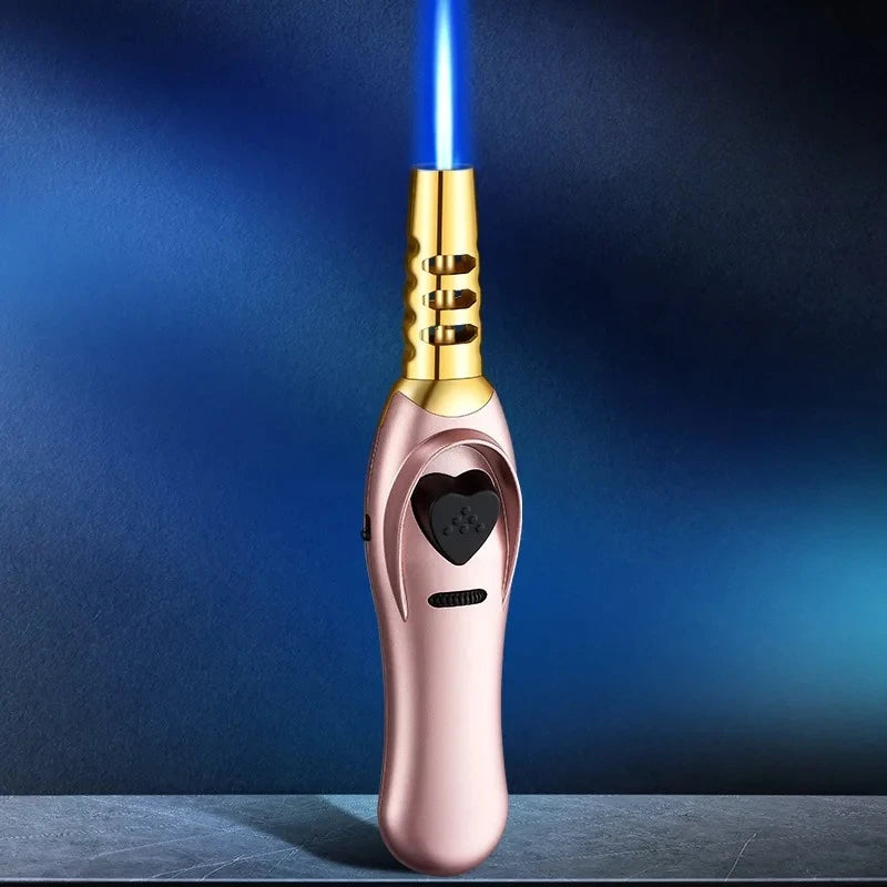 Triple Burner High Power Spray Gun Lighter Windproof Flame Refillable Butane Gas Moxibustion Cigar Outdoor BBQ Kitchen Igniter