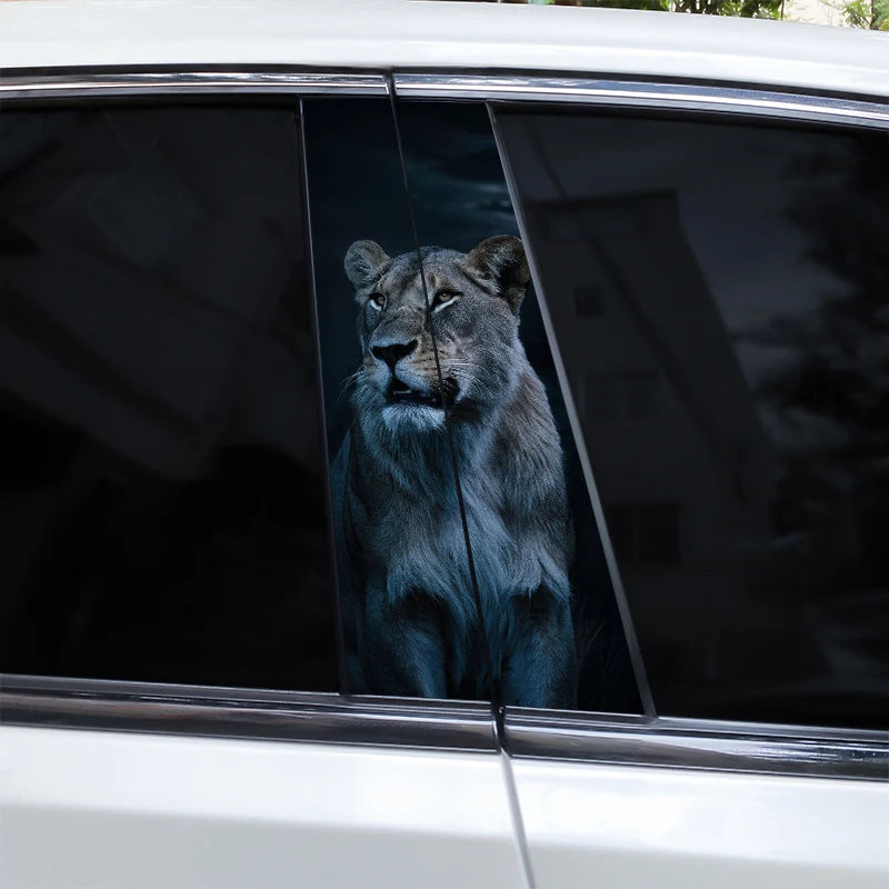 2pcs Lion Animal Car Decal Car B Pillar Decal Vinyl Waterproof Car Door Post Decal Diy Car Modification Styling Decal