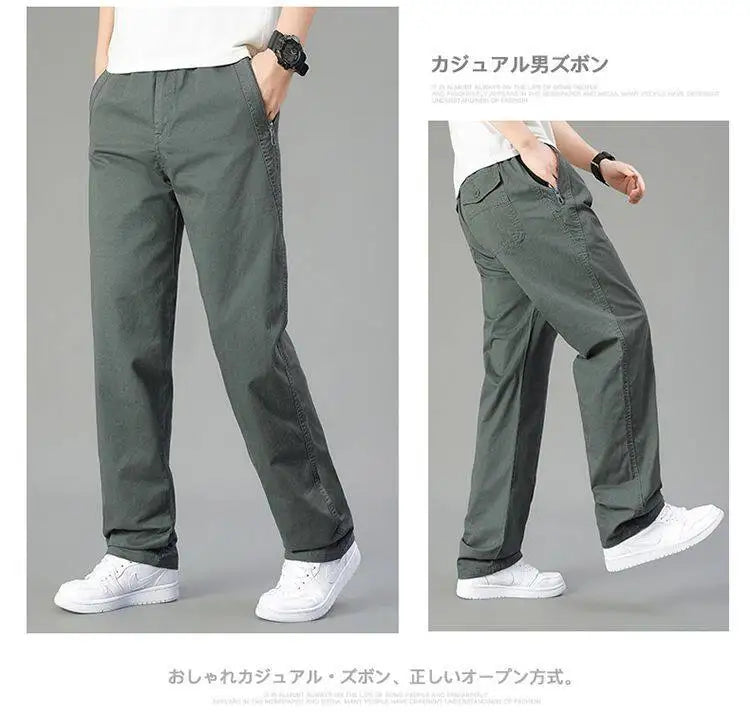 Big Size Men's Cargo Pants Casual Loose Straight Pants Cotton Long Trousers Zipper Pockets Mens Jogger Pants 5XL 6XL
