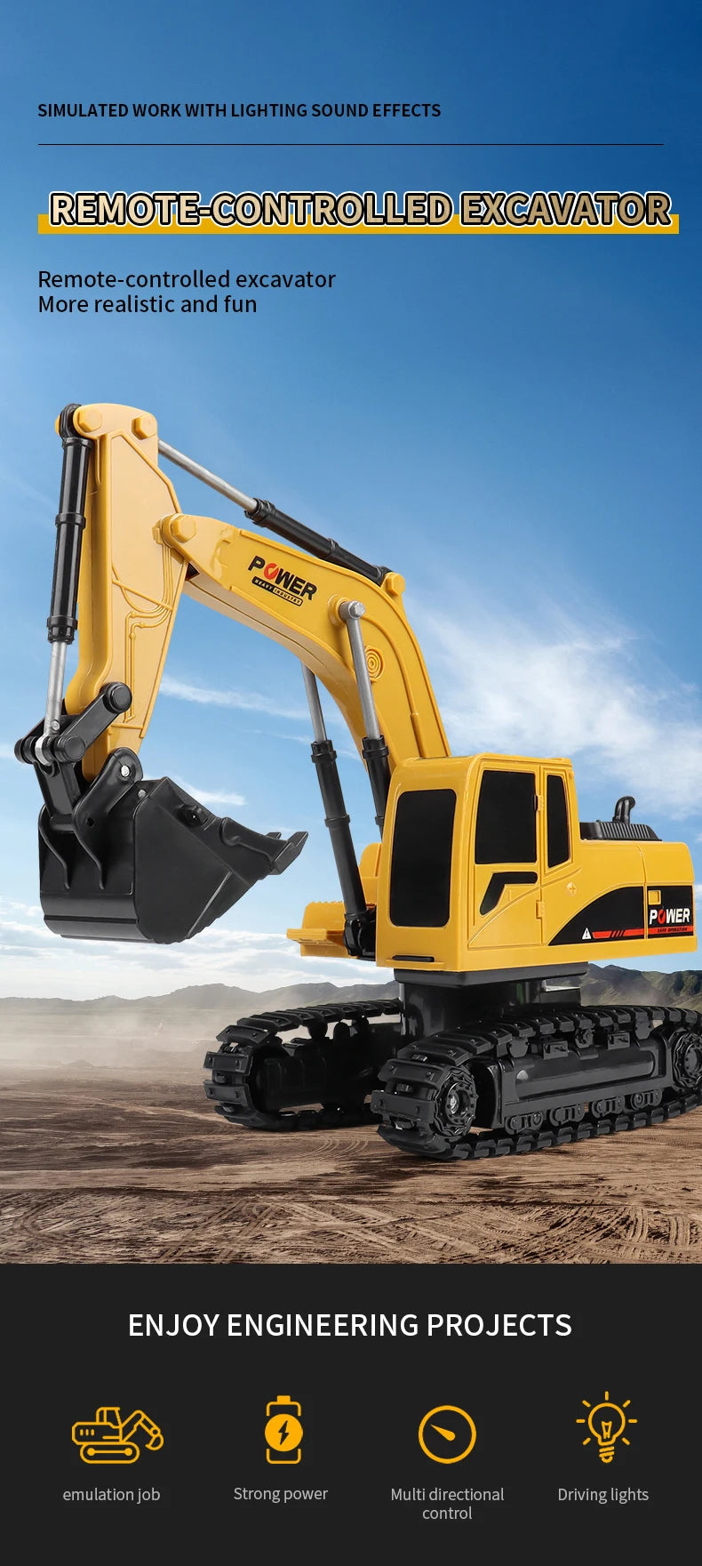 2024 New 11CH RC Excavator 1:20 Remote Control Truck 2.4G RC Crawler Engineering Vehicle Excavator Truck Radio Control Toys Gift