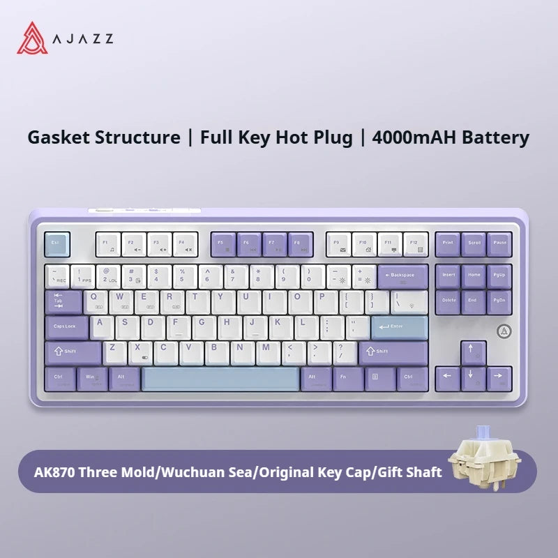 AJAZZ AK870 PLUS wireless three-mode mechanical keyboard hot-swappable screen gaming keyboard 87 keys
