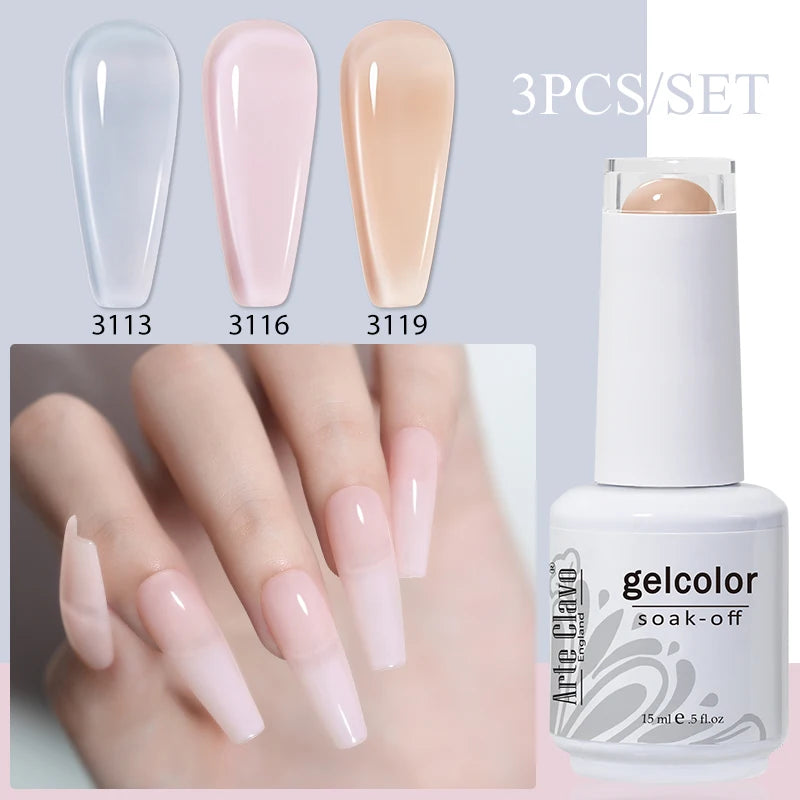 3PCS/Set Arte Clavo Gel Nail Polish Kit 15ml Nail Art UV LED Gel Set For Manicure Long Lasting Gel Polish Set Soak off Varnishes