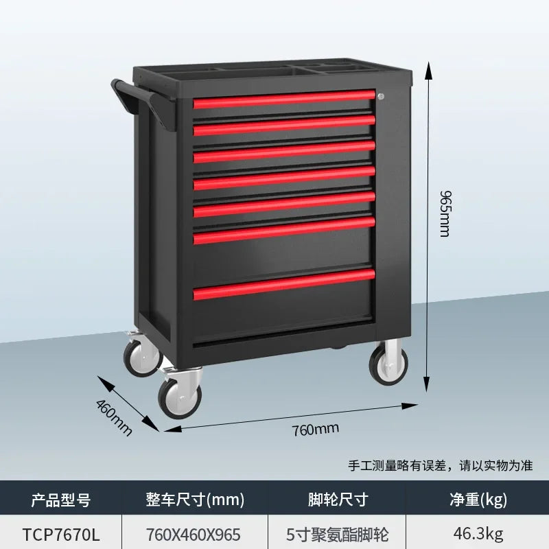 2025 hot saleAuto repair tool cart Drawer type parts cabinet Mobile trolley Hardware storage cabinet Heavy tool cabinet Cross-bo