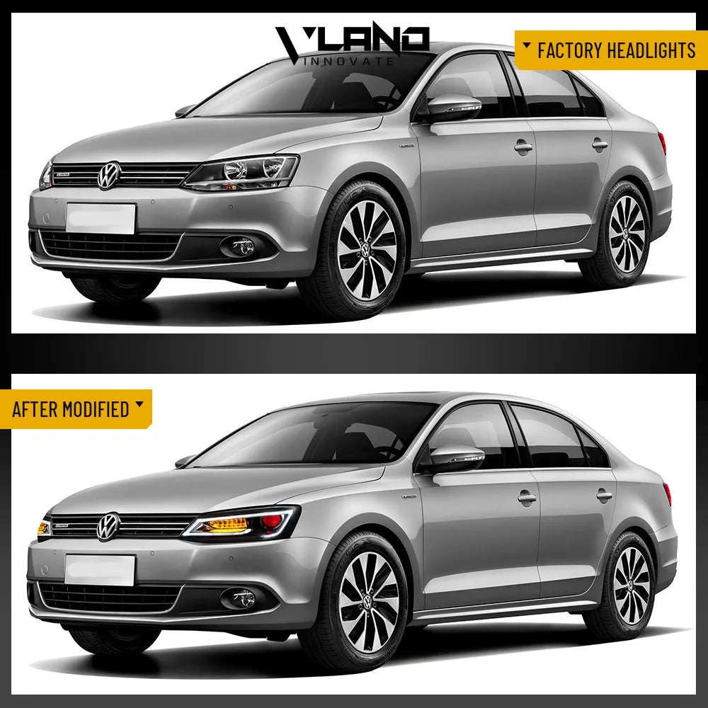 All-weather waterproof LED personalized car lights, Headlights w/Demon Eye For 2011-2018 VW JETTA MK6 LED Front Lamps Assembly