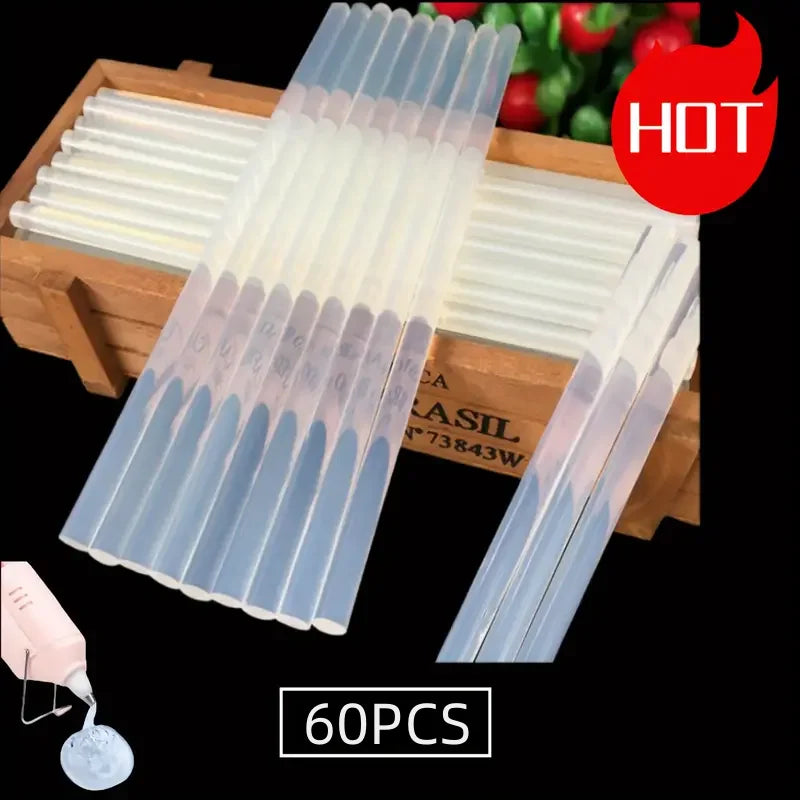 60PCS 7MM High Viscosity Transparent Hot Melt Adhesive Super Stick Adhesive High Temperature Resistant Hot Melt Adhesive Strip