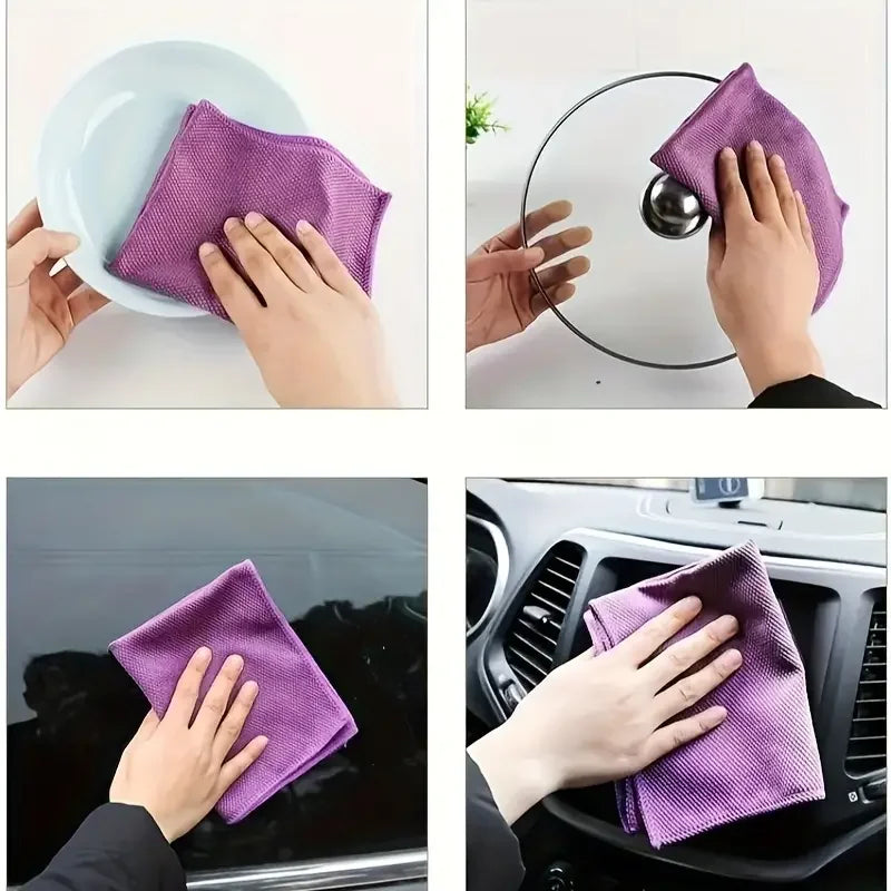 Microfiber Fish Scale Dishcloths Kitchen High Absorbent Oil-proof Washing Rag Glass Window Wipe Cloth Household Cleaning Cloths