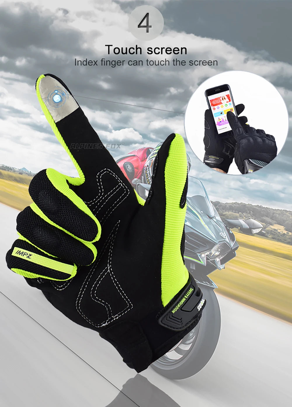 SUOMY Women Purple Motorcycle Gloves Touch Screen Full Finger Racing/Climbing/Cycling/Riding Sport Windproof Motocross Gloves