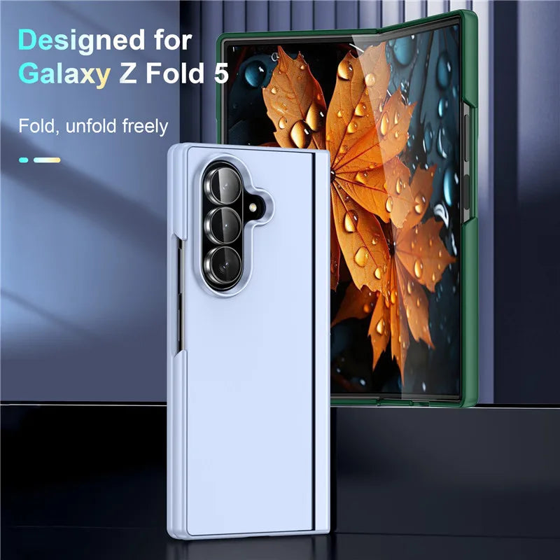 Shockproof Matte PC Folding Phone Case For Samsung Galaxy Z Fold 7 6 5 4 3 Fold7 5G Bracket Stand Holder Cover