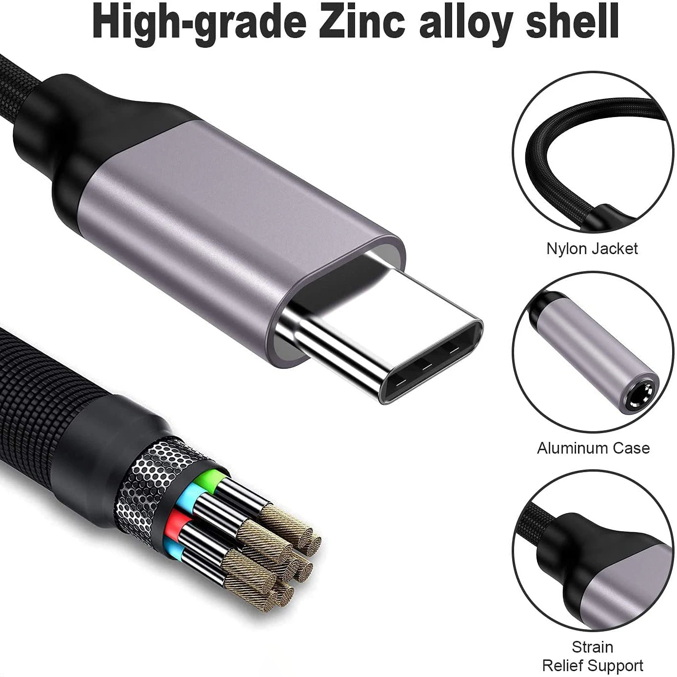 Type-C To 3.5mm Earphone Jack Adapter For Mobile Phone Aux Audio Adapter Compatible With iPhone Samsung Xiaomi