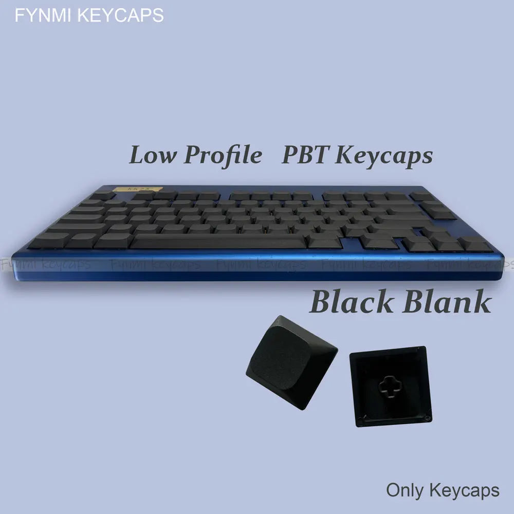 Fynmi Blank Black Low Profile Original PBT keycaps ANSI 61 keys to 116 keys Dye-Sublimation keycaps for Mechanical Keyboard
