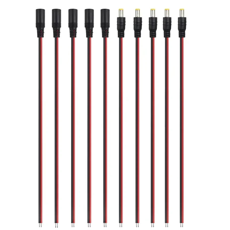5Pcs 10Pcs 5.5x2.1mm Male Female Plug 12V DC Power Pigtail Cable Jack for CCTV Camera Connector Tail Extension 24V DC Wire