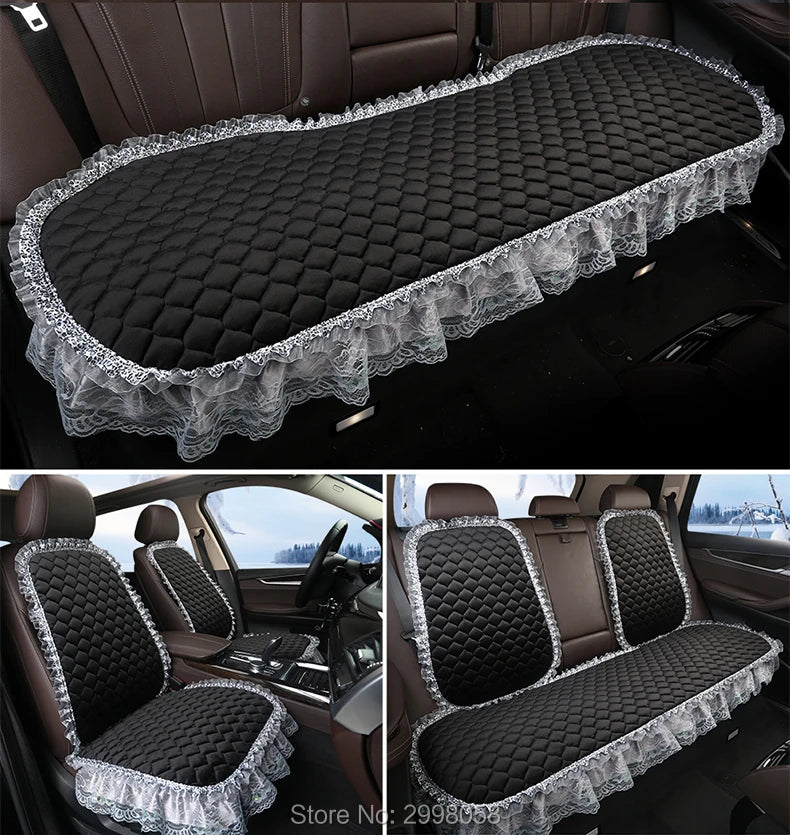 Winter Warm Plush Car Seat Cover Velvet Lace Seat Cushion Pad Auto Chair Car Seat Protector For Lady Girl Women