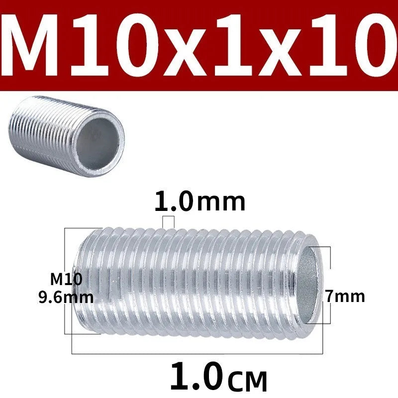 Lamp Tooth Tube Metal M10 Hollow Threaded Tube Galvanized Led Lamp Head Link Fixed Base Support Rod Lighting Accessories Screws