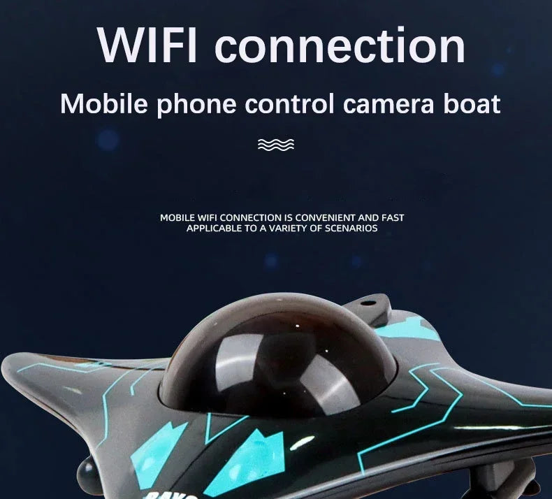 6CH RC Boat Submarine With Camera Underwater Remote Control Wifi FPV Remote Control Boats Radio Control Toys For Kids Gifts