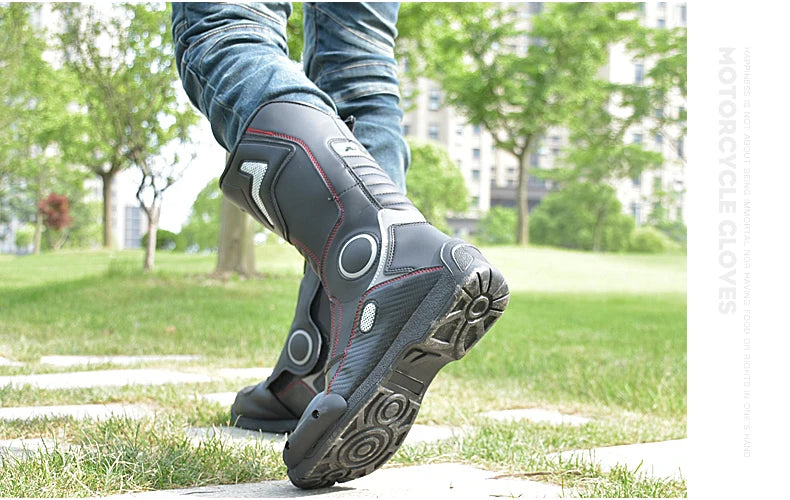 AMUMOTO Motorcycle Riding Boots Men's And Women's Pull Motorcycle Shoes Road Breathable Anti-fall Shoes Rider Four Seasons