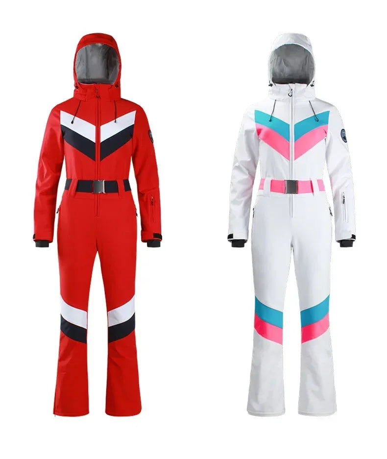 2025 Winter Overalls Women Slim Fitting Ski Suit Outdoor One-Piece Jumpsuits Wind Proof Waterproof Skiing Set Snowfield Clothing