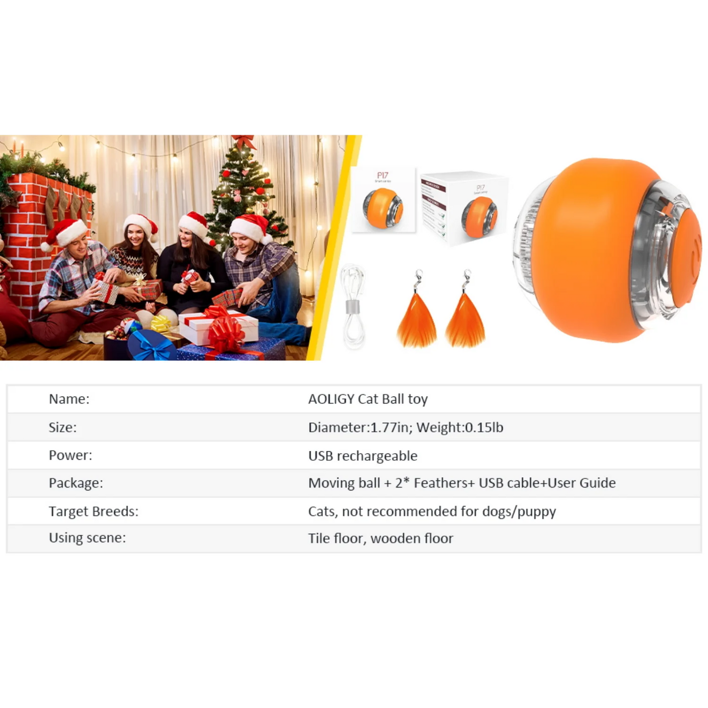 ATUBAN Moving Cat Toy Ball,Motion Activated Cat Toy for Indoor Cat,Interactive Cat Ball,Smart Cat Toy for Exercise Entertainment