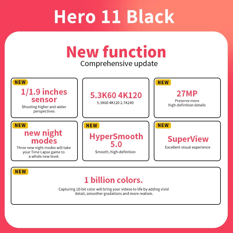 GoPro HERO11 Black Action Camera Hyper Smooth5.0 Cycling Record Mini Night Scene Shooting Helmet camera