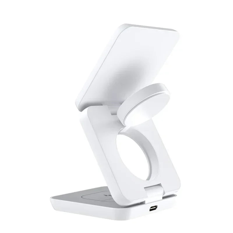 3 In 1 Foldable Magnetic Wireless Charger Stand For iPhone 15 14 13 12 Pro Max Apple Watch AirPods Fast Charging Station Holder