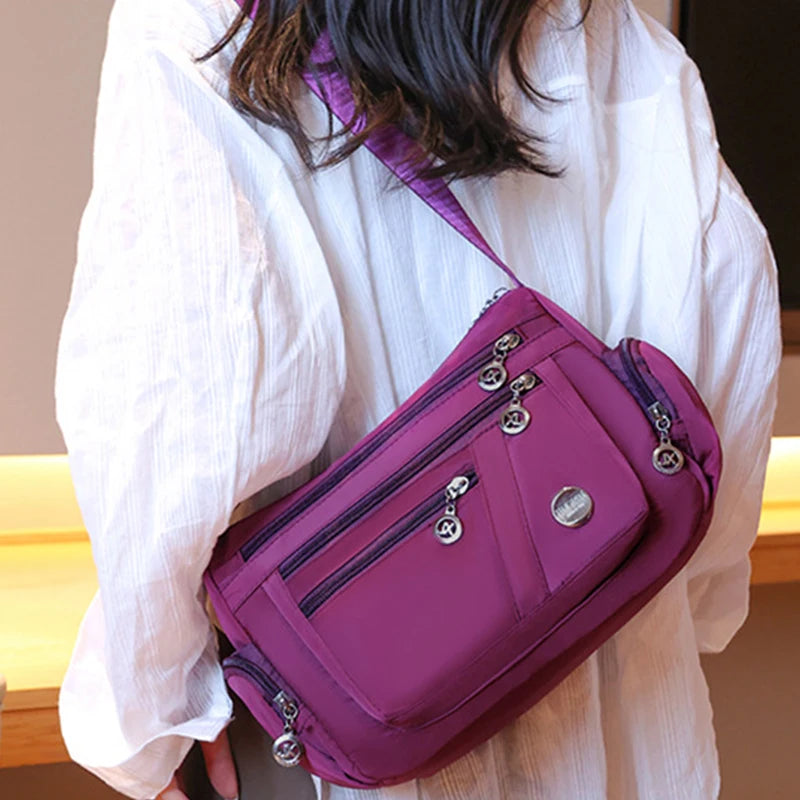 Large Capacity Women Crossbody Bag Waterproof Tote Casual Nylon Shoulder Bag Purse Handbag Lightweight Travel Messenger Bag