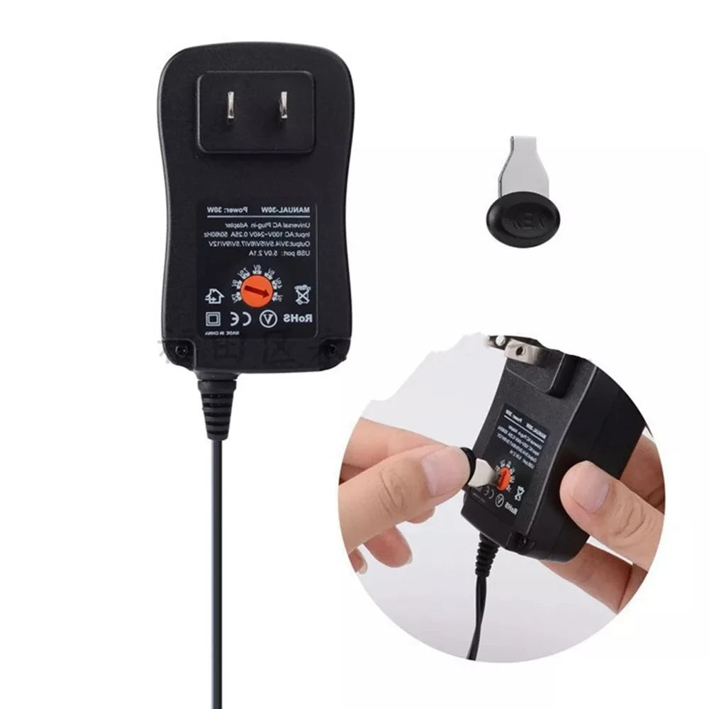 Power Adapter Universal Adjustable Voltage Power Supply AC/DC Adapter EU/US/AU /UK  Plug Charger 8Tip 30W