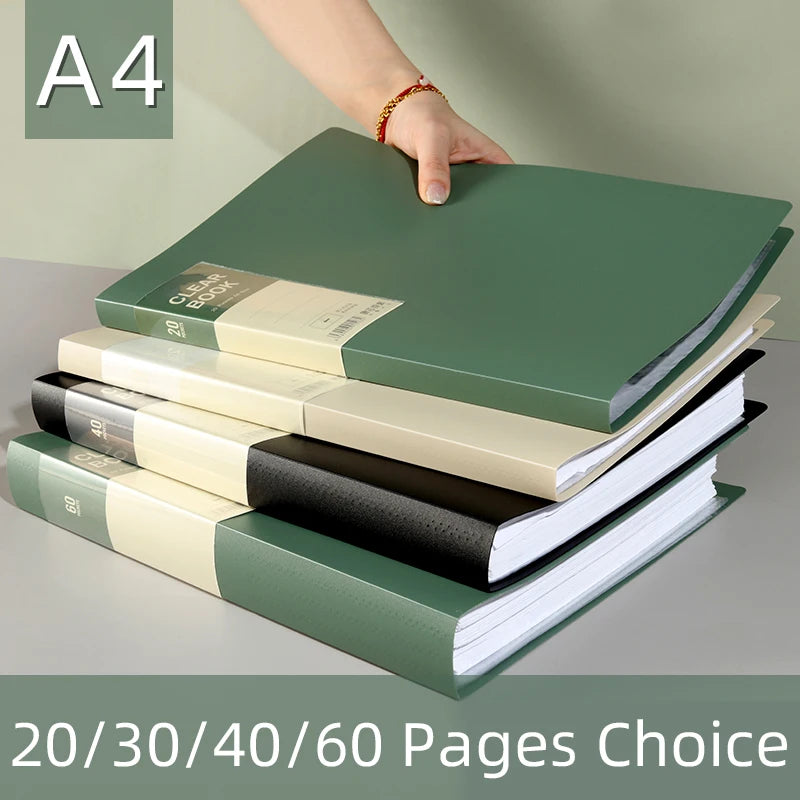 KOBEST 20/30/40/60 Pages A4 Side Transparent Thickening Folder High Quality Multi-layer File Cover Office School Supplies