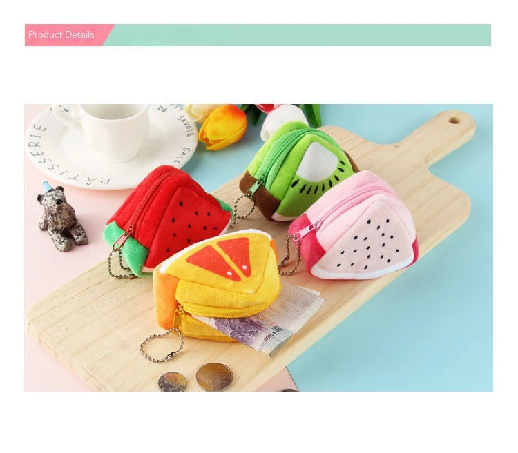 Cartoon Fruit Creative Plush Three-dimensional Coin Wallet Storage Bag School Bag Hanging Children's Holiday Gifts