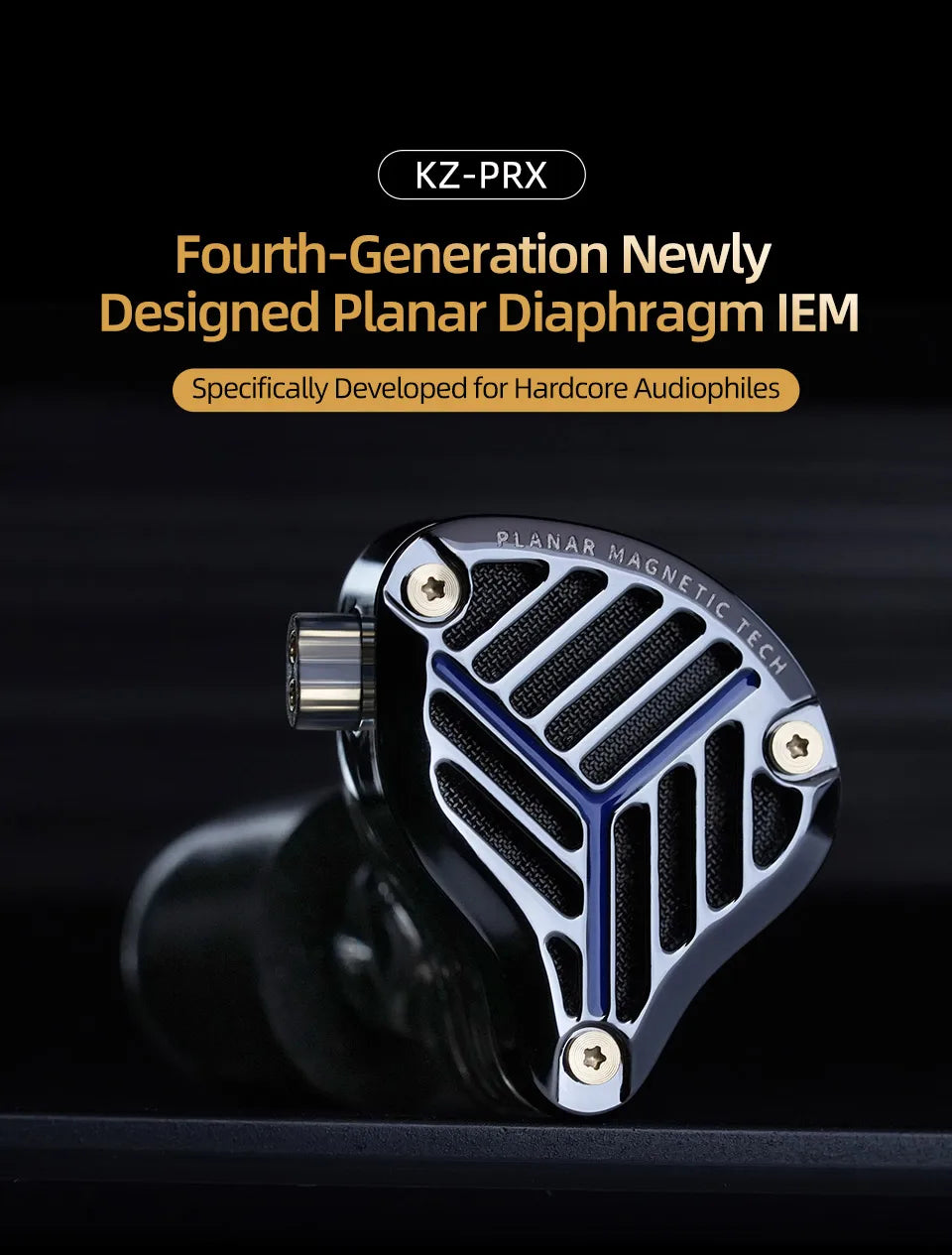 KZ PRX Fourth-Generation Planar Diaphragm Earphones HiFi Music Earbuds Sport Monitor Headset with High-Purity Silver-Plated Cabl