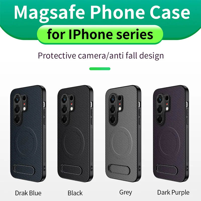 For Tecno Camon 50 40 Pro Plus Case Carbon Fiber Texture Magnetic Bracket PC Cover For Tecno Camon 40C Shockproof Bumper Funda