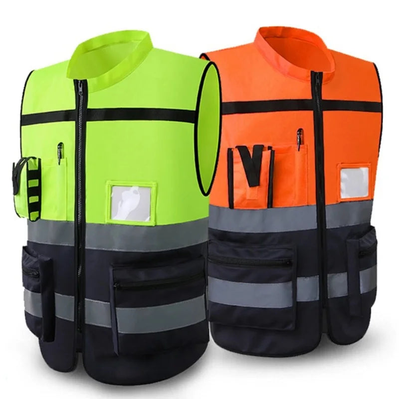 High Brightness Strip Reflective Vest Breathable Workwear Multi Pocket Protective Clothing Safety For Night Running Bike Factory