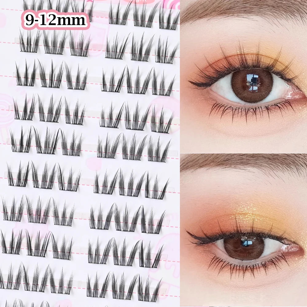 No Glue Needed Idol False Eyelashes Large Capacity 7-9mm Self Adhesive Eyelashes DIY Lash Extension Korean Makeup Cluster Lashes