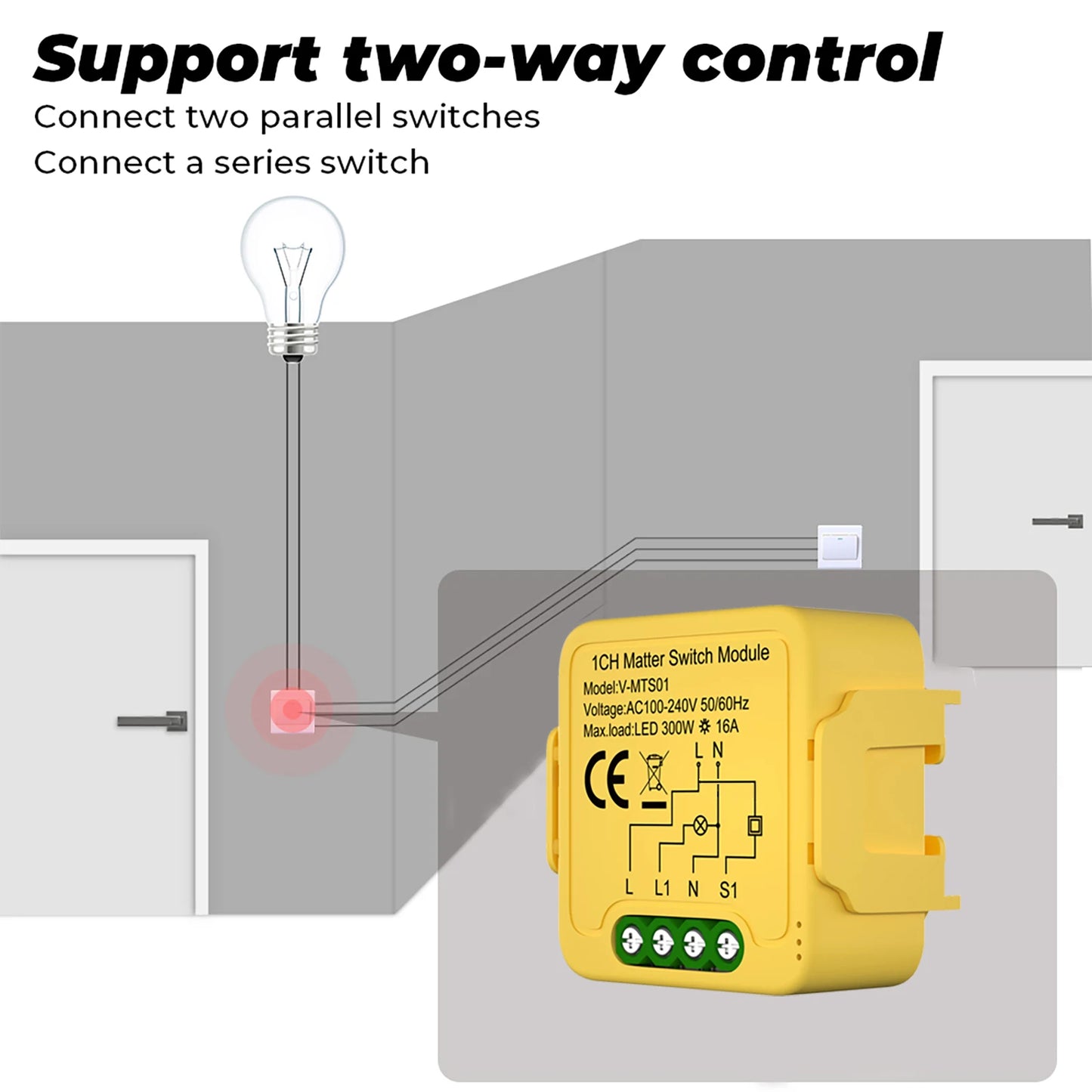 Matter WiFi Smart Switch Module Relay Circuit Breaker Smart Home Automation Collaborates with Homekit/Alexa/Google/smartTings
