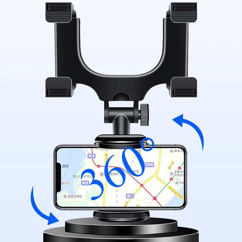 Car Phone Holder 360° Rearview Mirror Phone Holder Auto Rearview Mirror Seat Hanging Clip Bracket Cell Phone Holder for Car