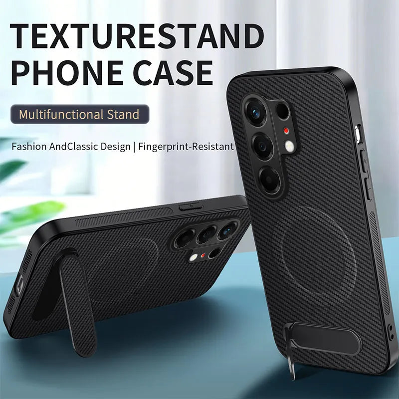For Tecno Camon 50 40 Pro Plus Case Carbon Fiber Texture Magnetic Bracket PC Cover For Tecno Camon 40C Shockproof Bumper Funda