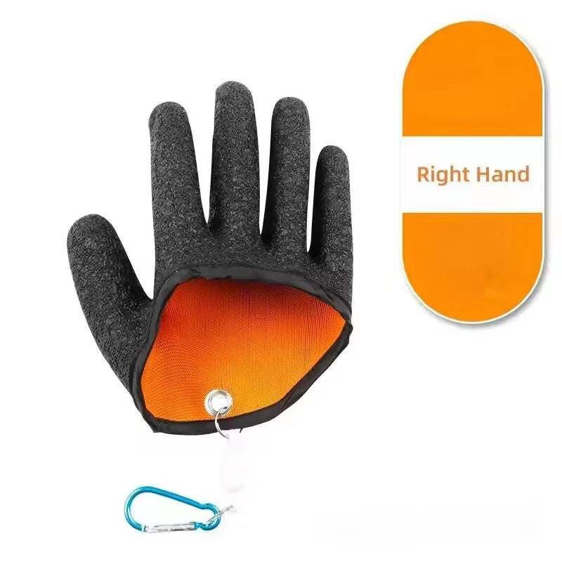 1PC Fishing Anti Slip Gloves Magnetic Buckle Pendant Hand Guard to Prevent Stabbing Fishing Protective Gear Waterproof Gloves