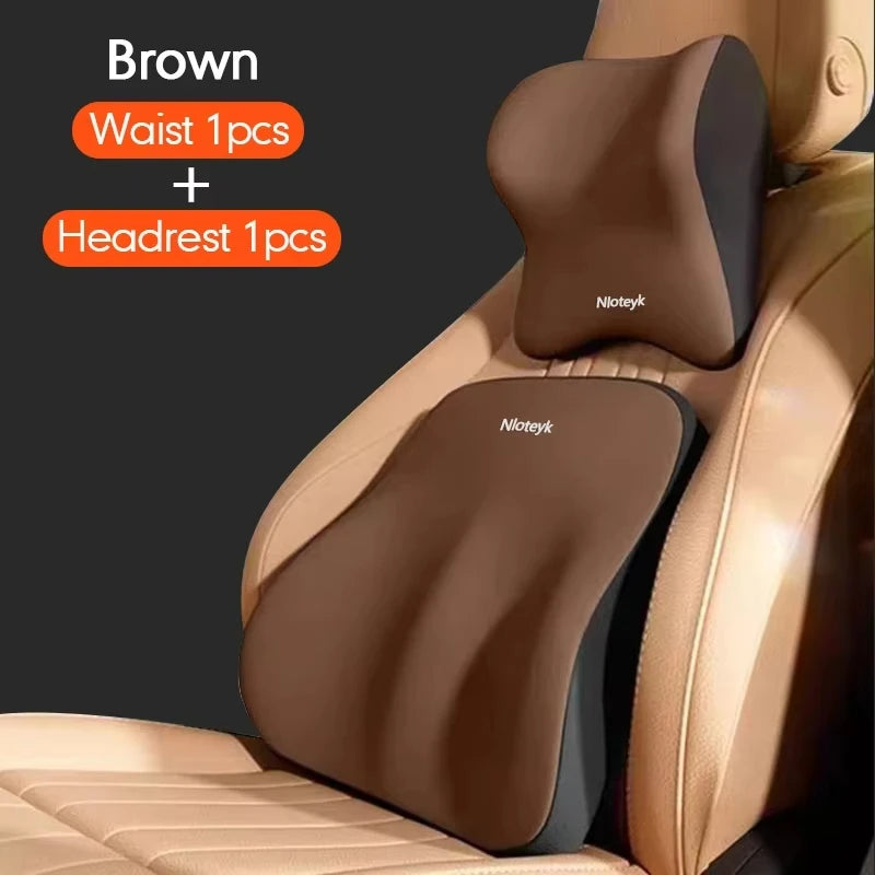 Car Memory Foam Headrest Car Neck Pillow Lumbar Waist Cushion Universal Waist Support Car Seat Pillow Accessories Interiors