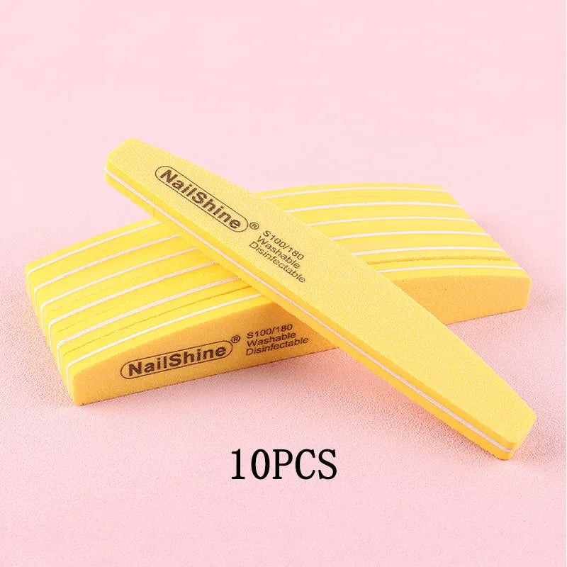 5Pcs/10Pcs Nail Sponge File 100/180 Grit Double Sided Sandpaper Foam Emery Board Polisher Buffer Moon Design