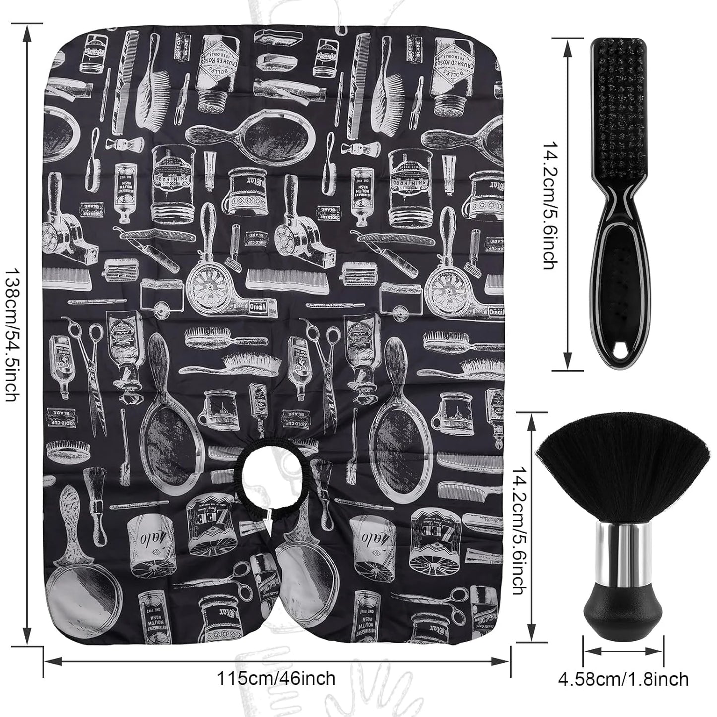 Professional Barber's Tools 3/8-Piece Set Hair Cutting Cape Neck Duster Hair Brush–Premium Salon Haircut Styling Accessories