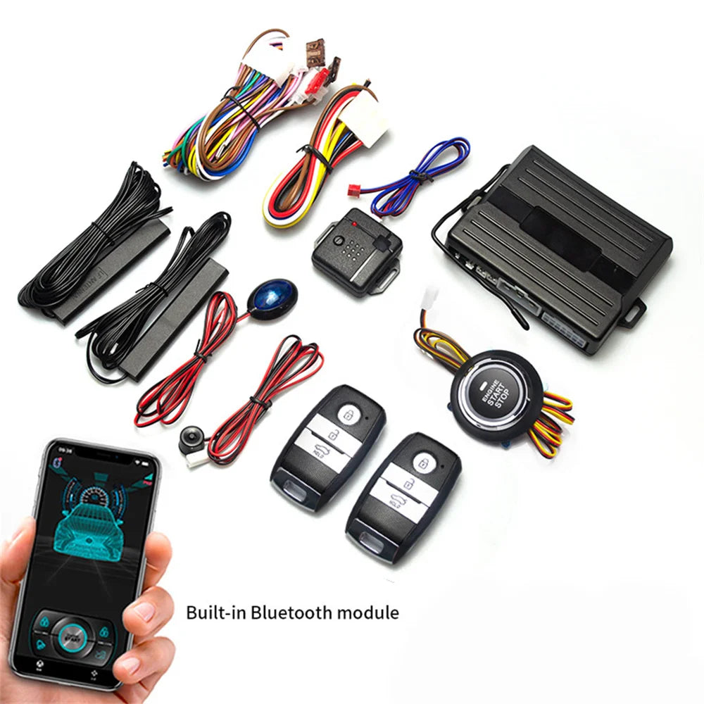 Car Smart Key Starter Alarm Bluetooth Autostart Set Auto Start Stop Push Button Keyless Entry System Skit Automotive Accessories