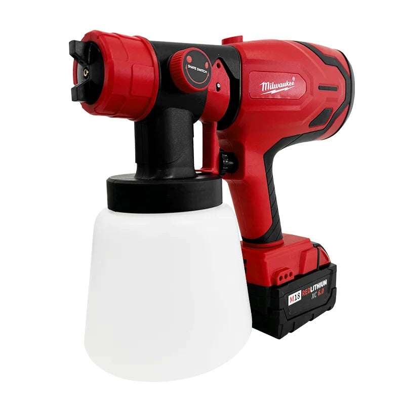 Milwaukee 800ML Electric Spray Gun Cordless Paint Sprayer Auto Furniture Steel Coating Airbrush Compatible Red Electric Spray