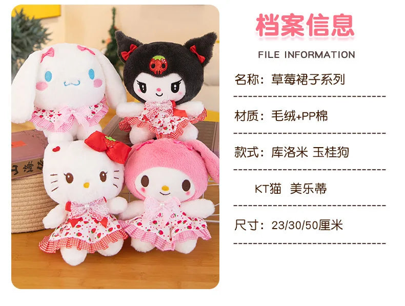 Sanrio Kuromi Hello Kitty My Melody Cute Cinnamoroll Pillow Plush Toys Plushie Keychain Stuffed Doll for Kids Christmas Gifts