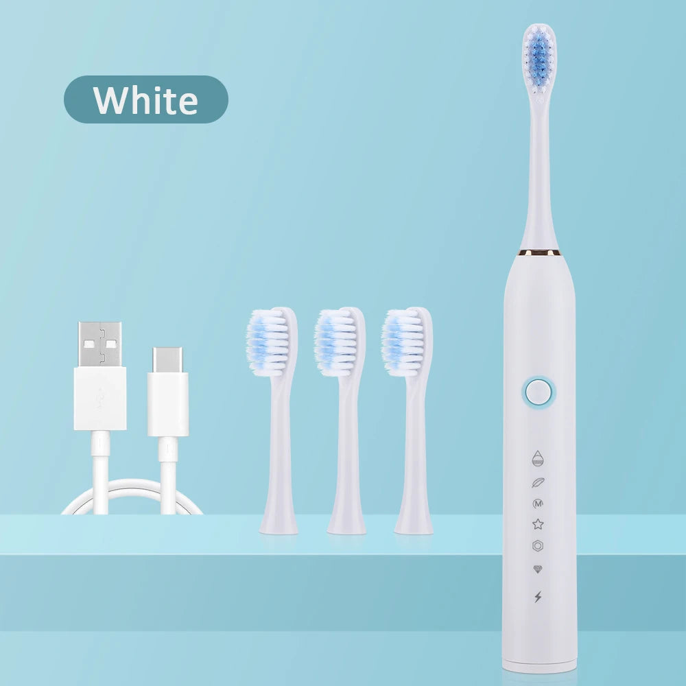 6 Modes Electric Toothbrush Rechargeable Toothbrush High Vibration Dental Tooth Whitening Cleaner Electric Brushes Oral Care