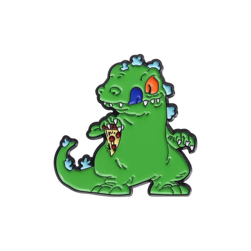 Cartoon Cute Little Monster Alloy Brooch Comic Style Cute Anime Green Dinosaur Brooch Alloy Metal Badge Clothing Bag Accessories