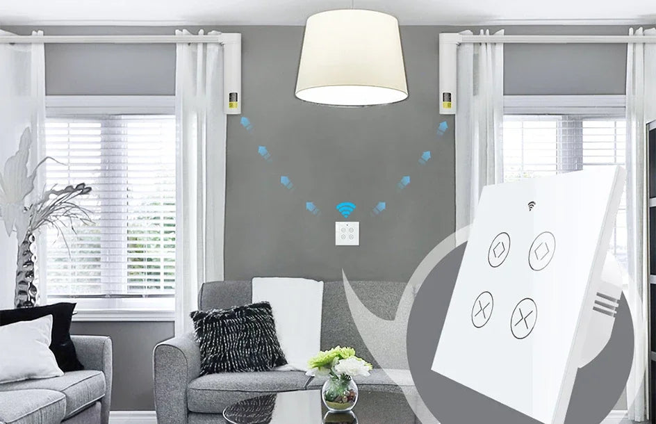 Tuya SmartLife WiFi RF 2 Gang Double Curtain Blind Switch for Roller Shutter Electric Motor With Alexa Google Home Voice Control