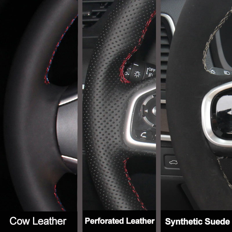 Black Non-Slip Genuine Leather peach wood grain Car Steering Wheel Cover For Mitsubishi Pajero 2007-2019 Galant Zinger 2008-2011
