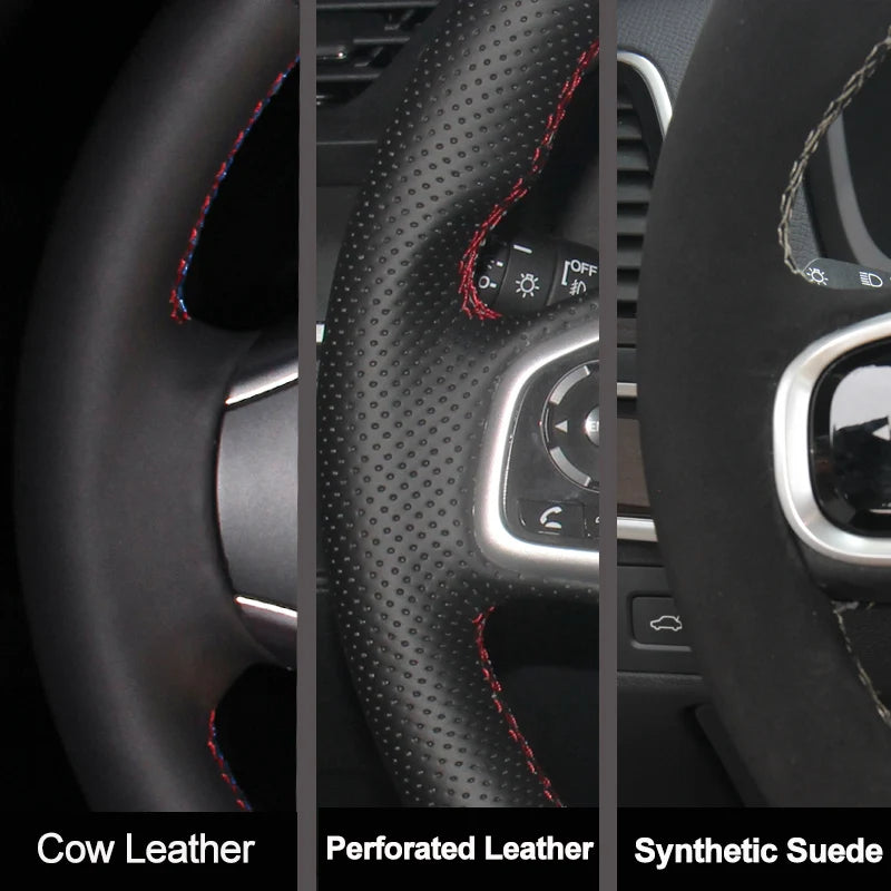 Black Non-Slip Genuine Leather peach wood grain Car Steering Wheel Cover For Mitsubishi Pajero 2007-2019 Galant Zinger 2008-2011