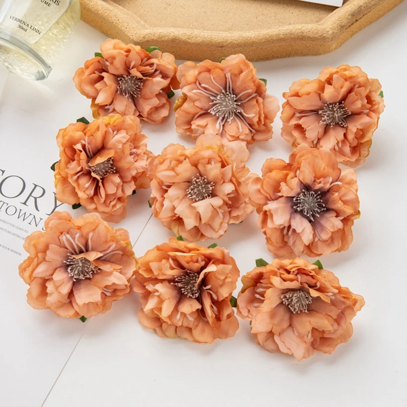 5/10pcs Artificial Flower Silk Peony Scrapbook Diy Home Vase Christmas Wreath Wedding Wall Decoration Garden Arch Accessories