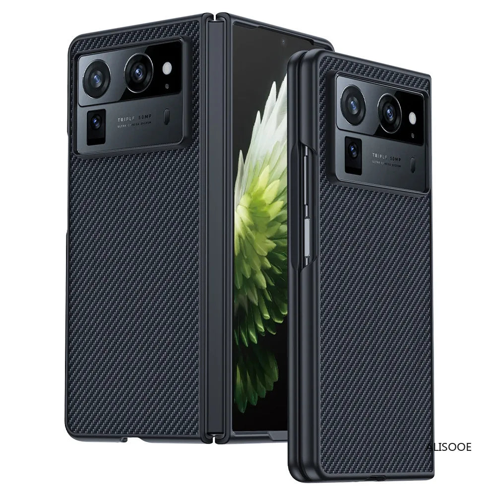 Shockproof Funda For Tecno Phantom V Fold 2 Case Carbon Fiber Texture PU-Leather Phone Cover for Phantom V Fold2 5G Capa