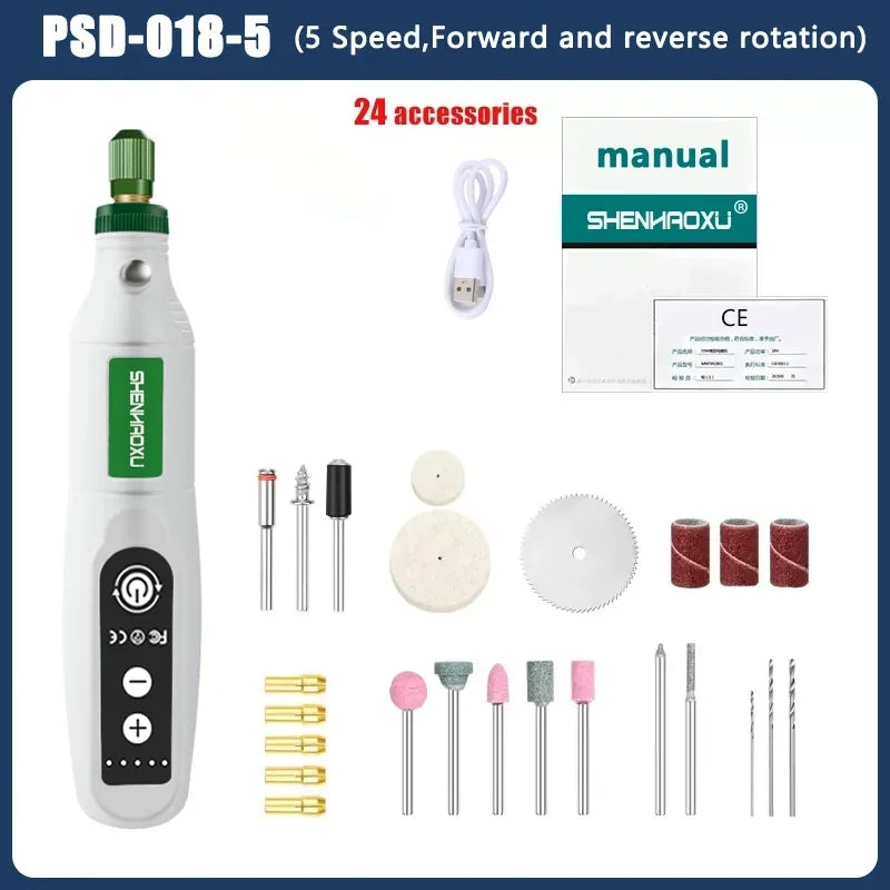 Electric Grinder USB Charging Speed Adjustment Forward And Reverse Carving Grinding Word Polishing Machine Cutting Mini Drill