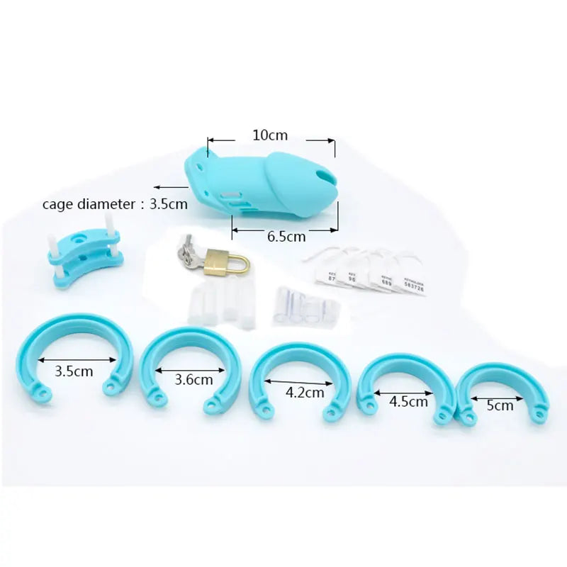 New Male Silicone Chastity Device Cock Cage Sex Toys With 5 Penis Ring Adult Belt Brass Lock Standard/Short Cage A122/A235